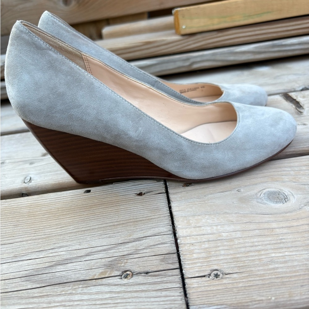 Cole Haan Light Gray Suede Wedges